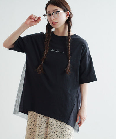 チュール切替 ロゴTシャツ