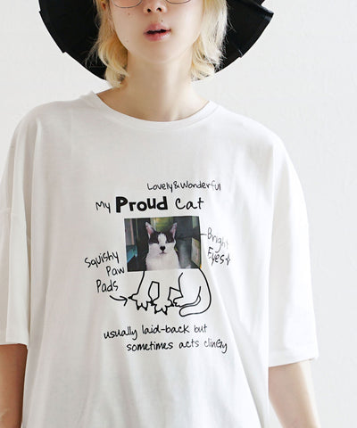 自慢のネコプリント BIGTシャツ
