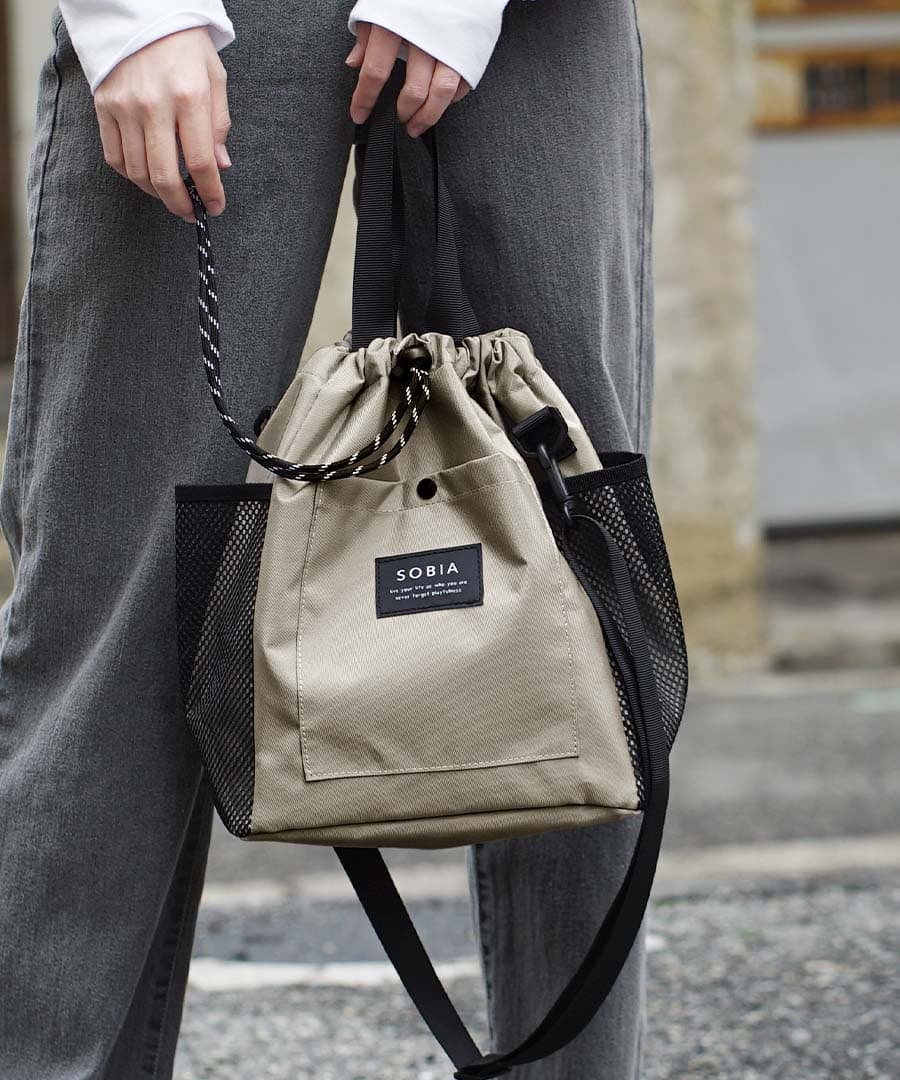 メッシュ巾着 2way ショルダーバッグ
