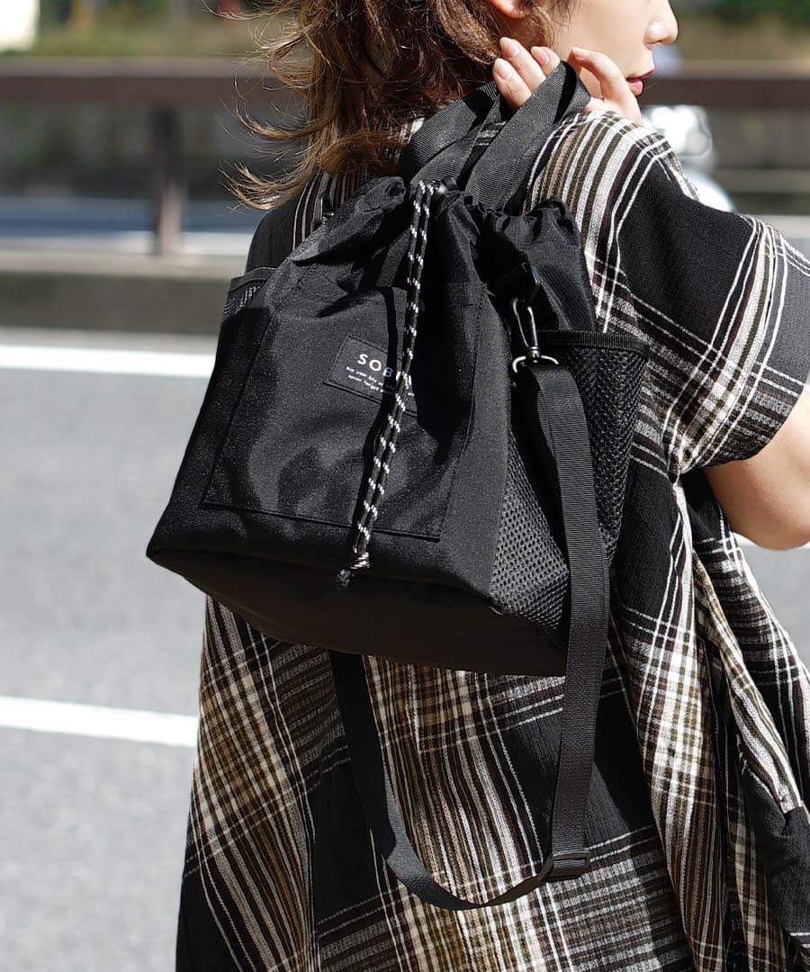 メッシュ巾着 2way ショルダーバッグ