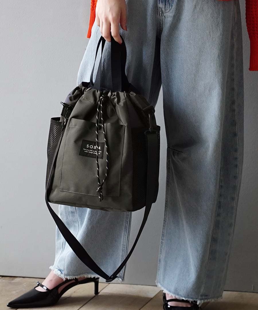 メッシュ巾着 2way ショルダーバッグ