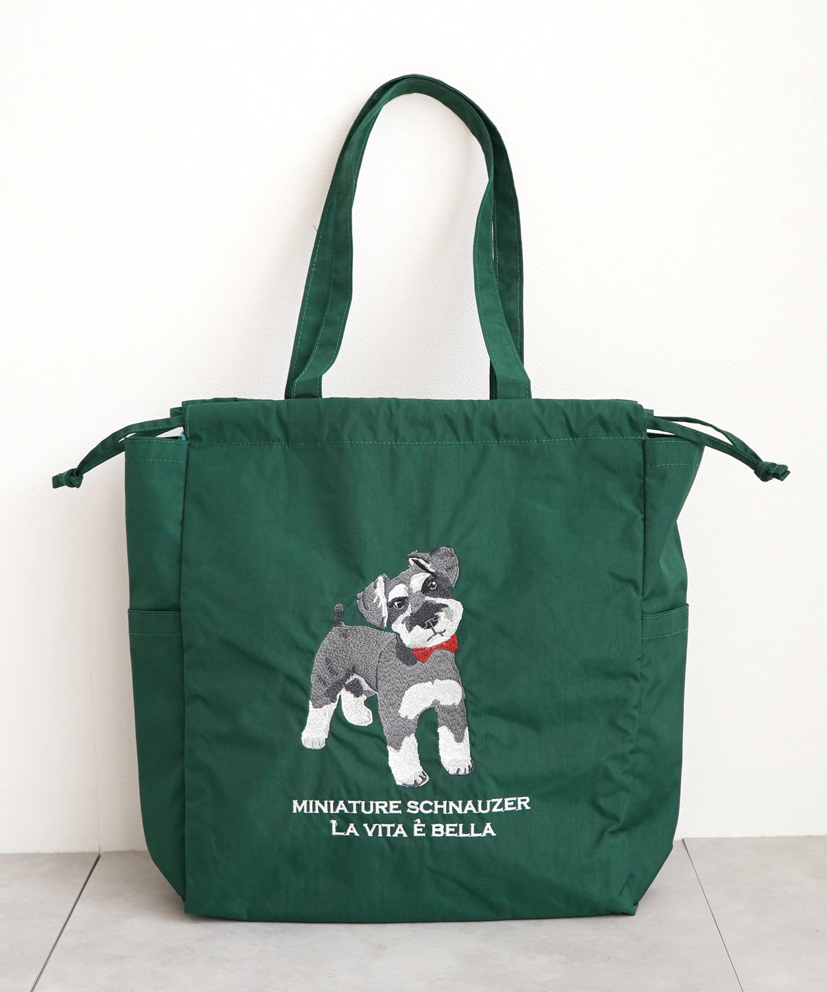 アニマル刺繍巾着トートバッグ