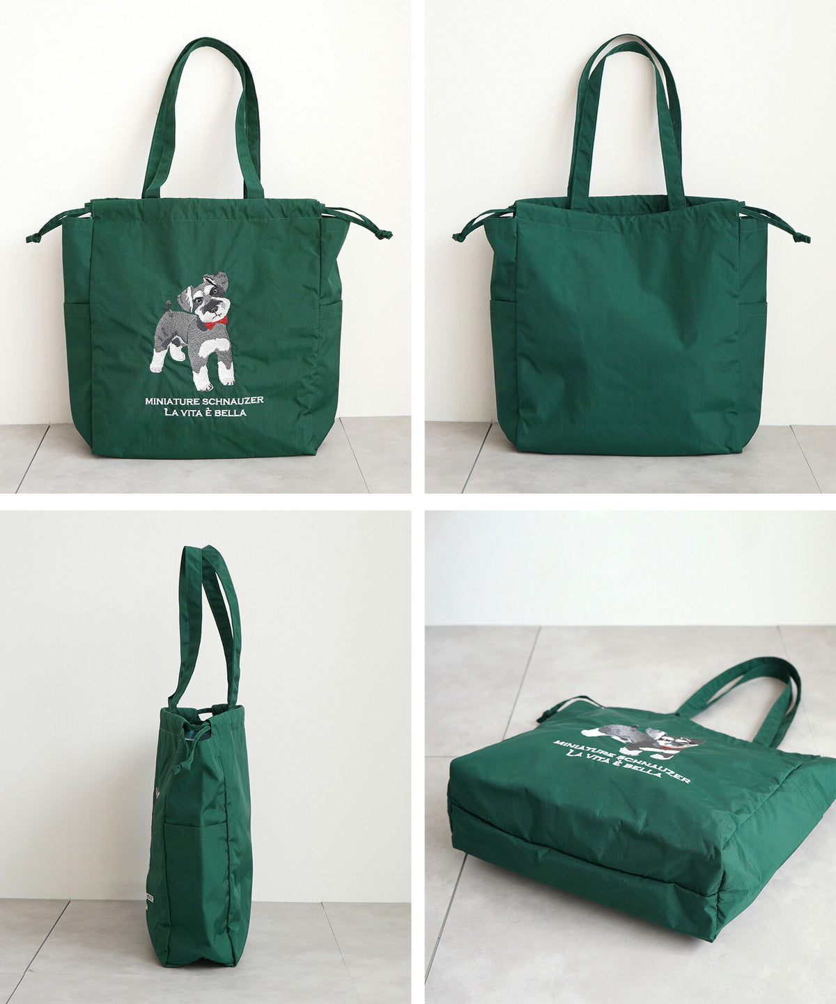 アニマル刺繍巾着トートバッグ