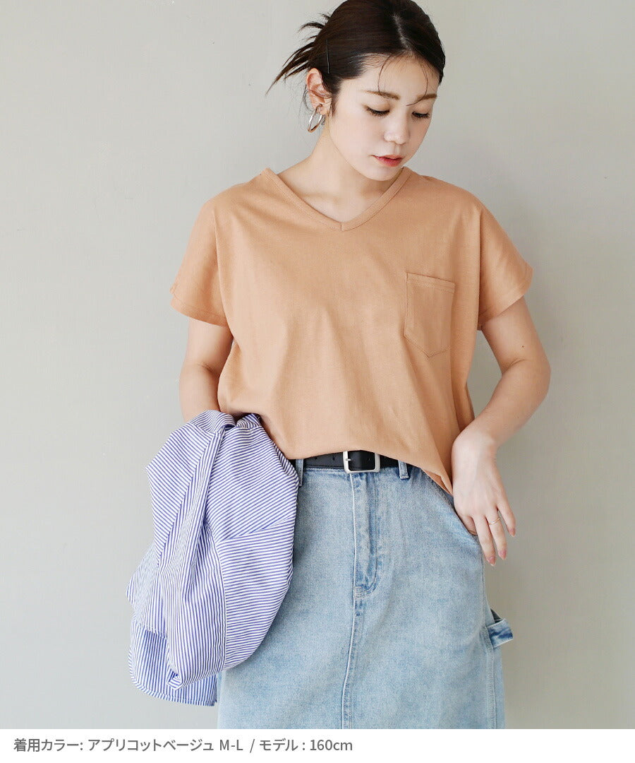 汗しみない Tシャツ［Vネック ポケットTEE］