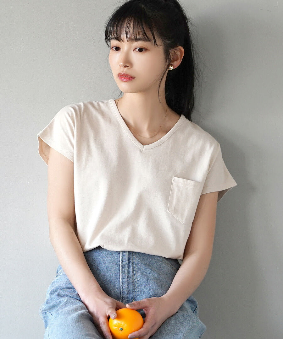 汗しみない Tシャツ［Vネック ポケットTEE］