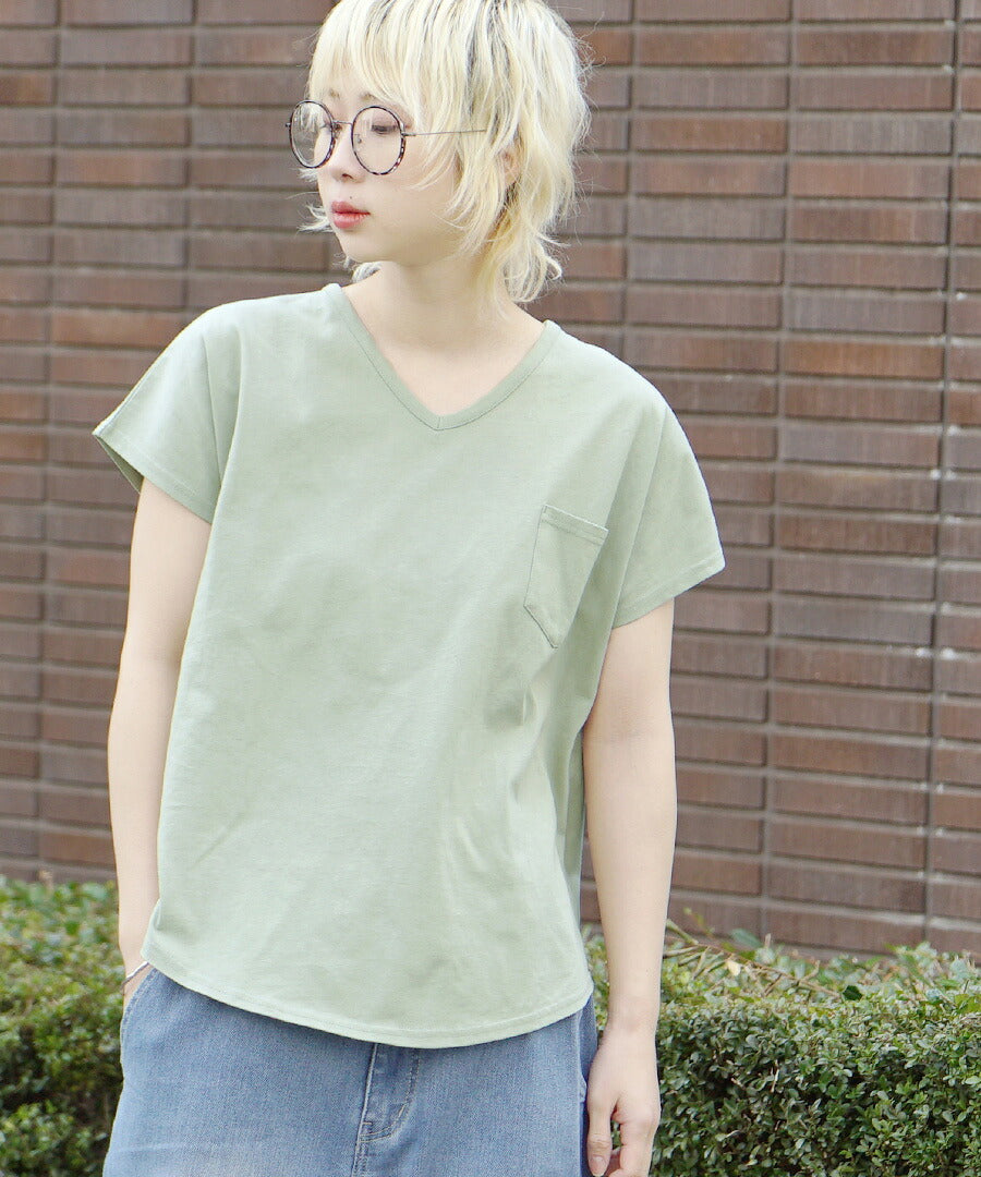 汗しみない Tシャツ［Vネック ポケットTEE］