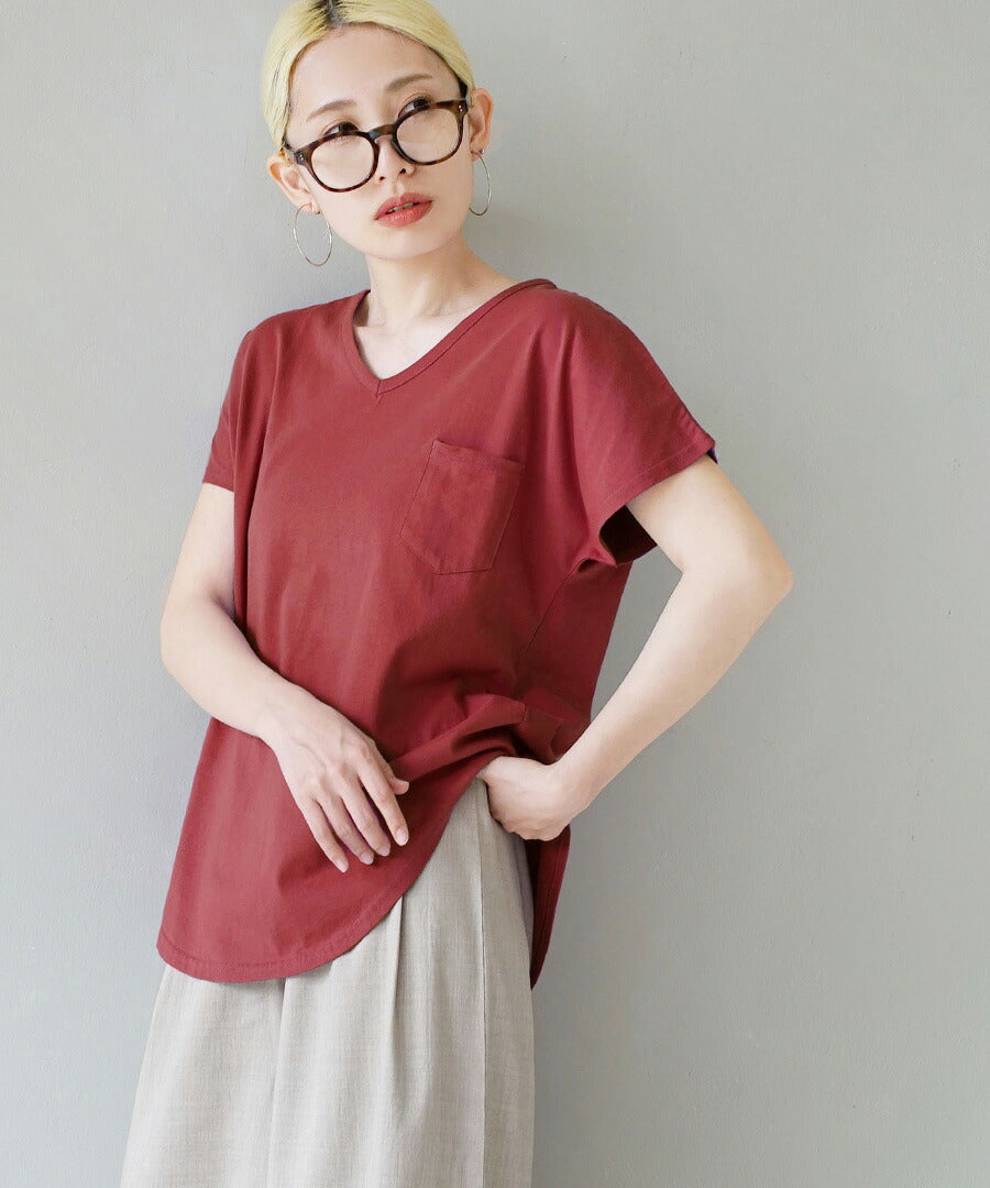 汗しみない Tシャツ［Vネック ポケットTEE］