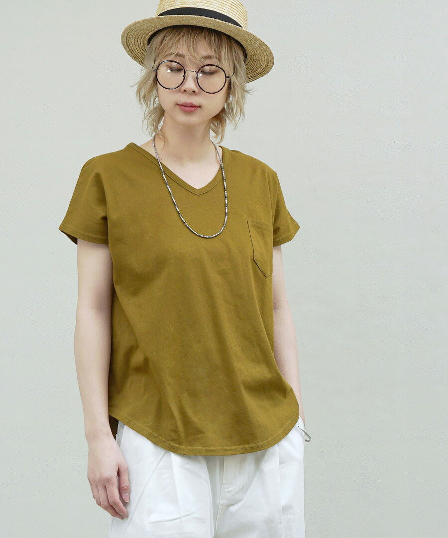 汗しみない Tシャツ［Vネック ポケットTEE］