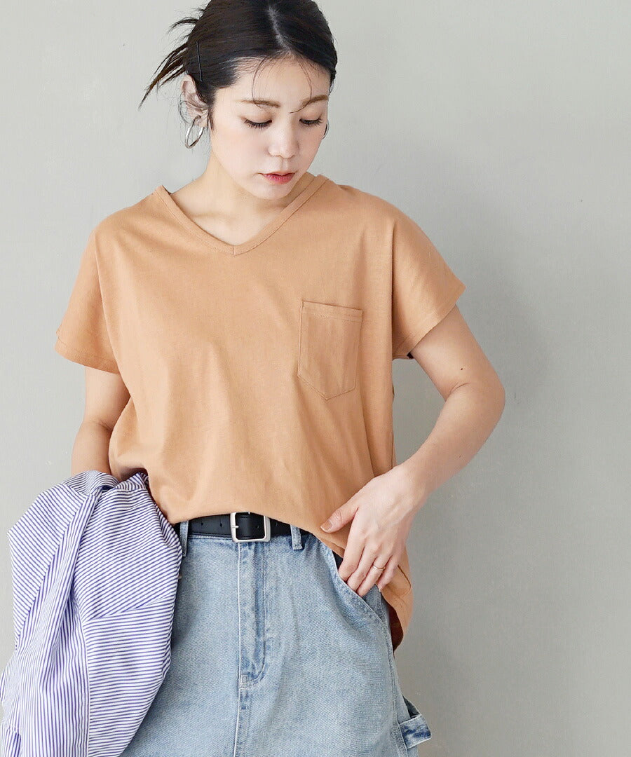 汗しみない Tシャツ［Vネック ポケットTEE］