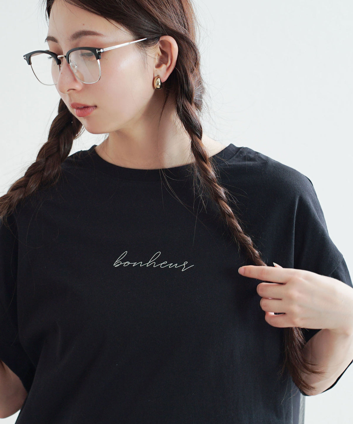チュール切替 ロゴTシャツ