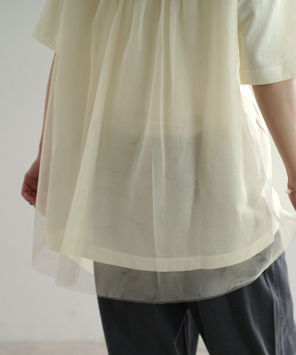 チュール切替 ロゴTシャツ