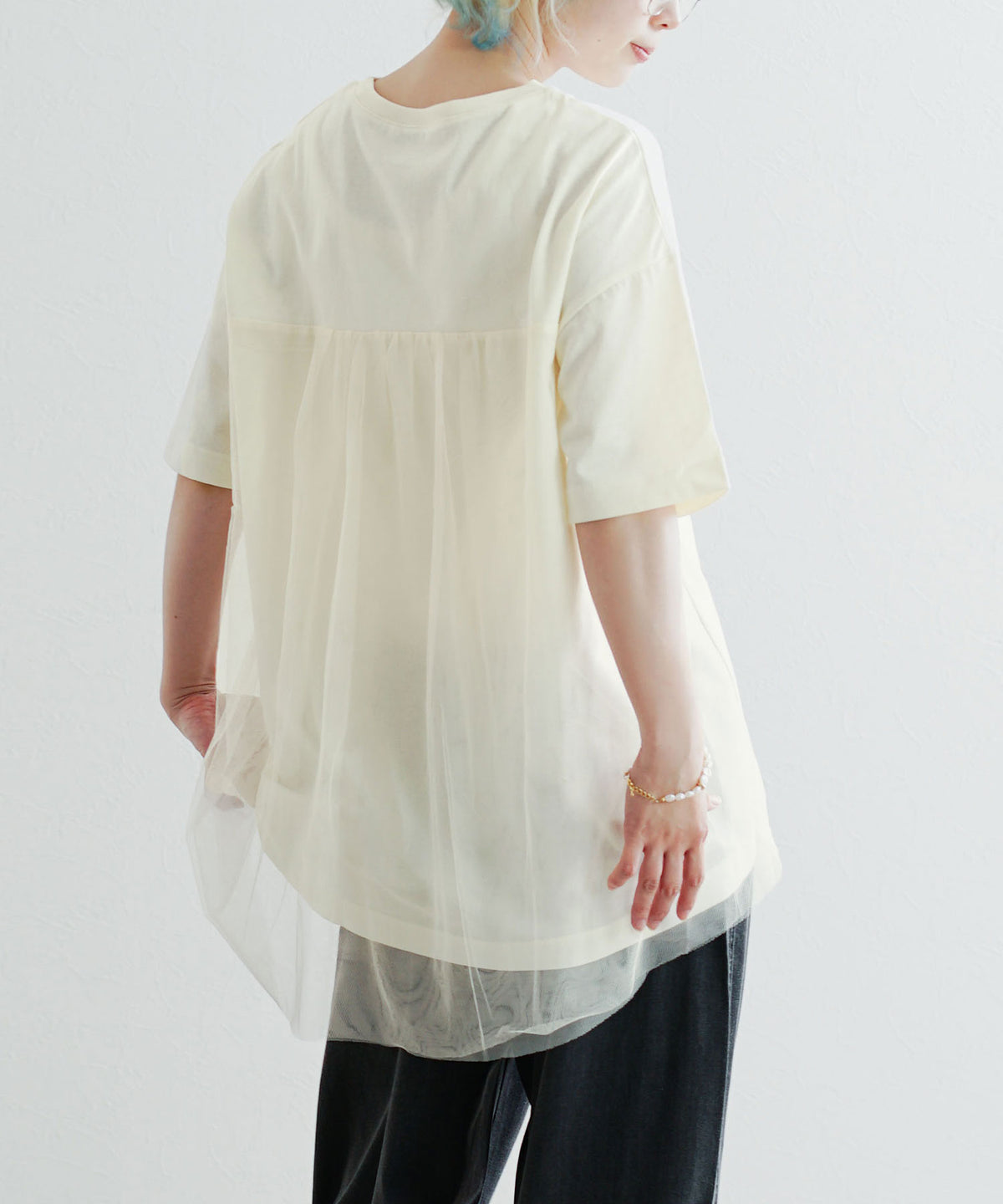 チュール切替 ロゴTシャツ