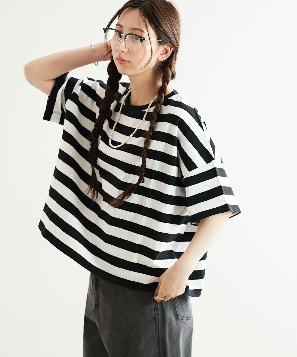 オーバーシルエット ボーダーTシャツ