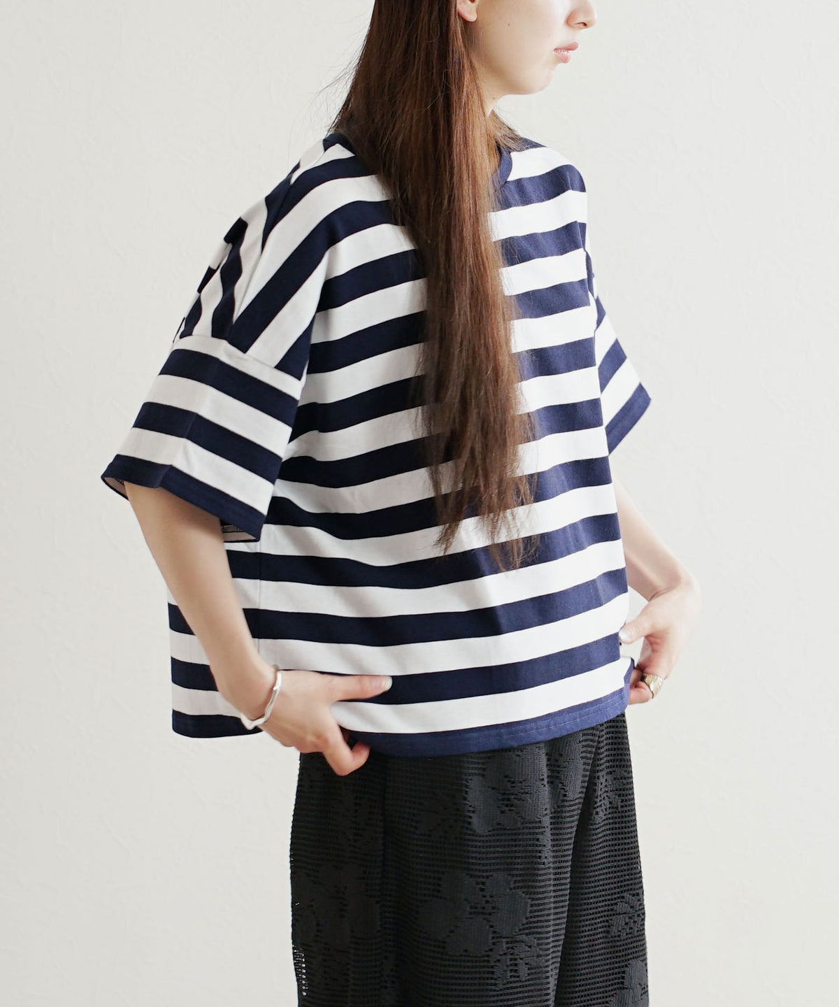 オーバーシルエット ボーダーTシャツ