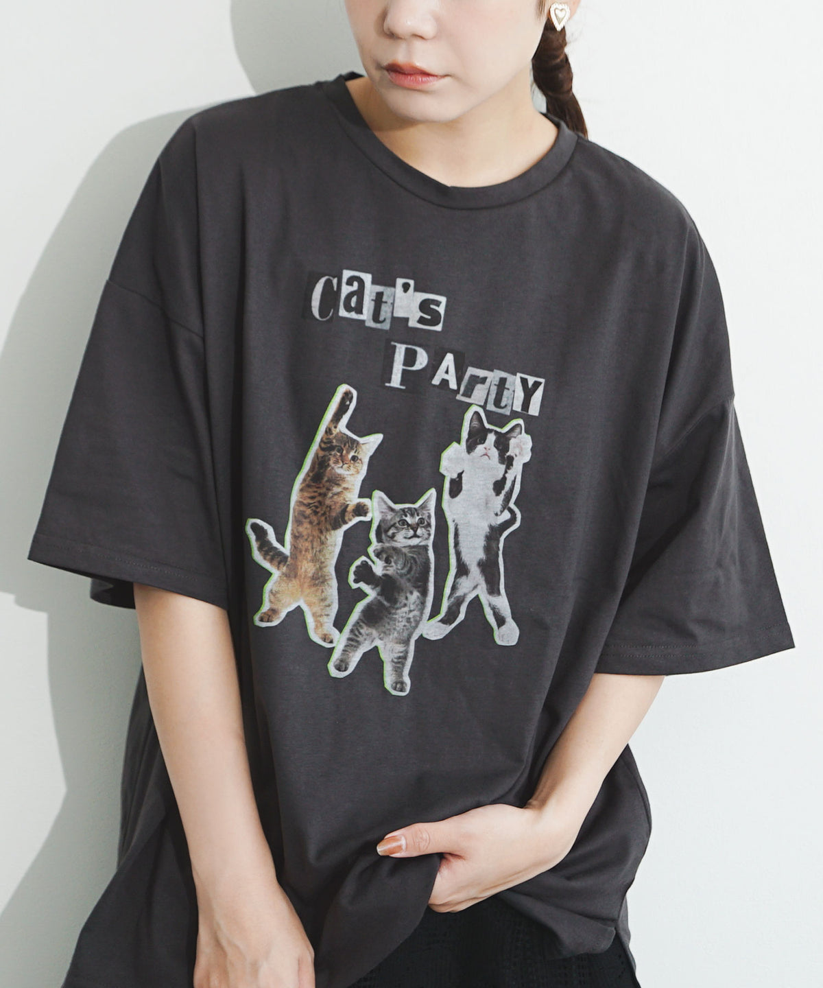 PARTY ネコプリント BIG TEE
