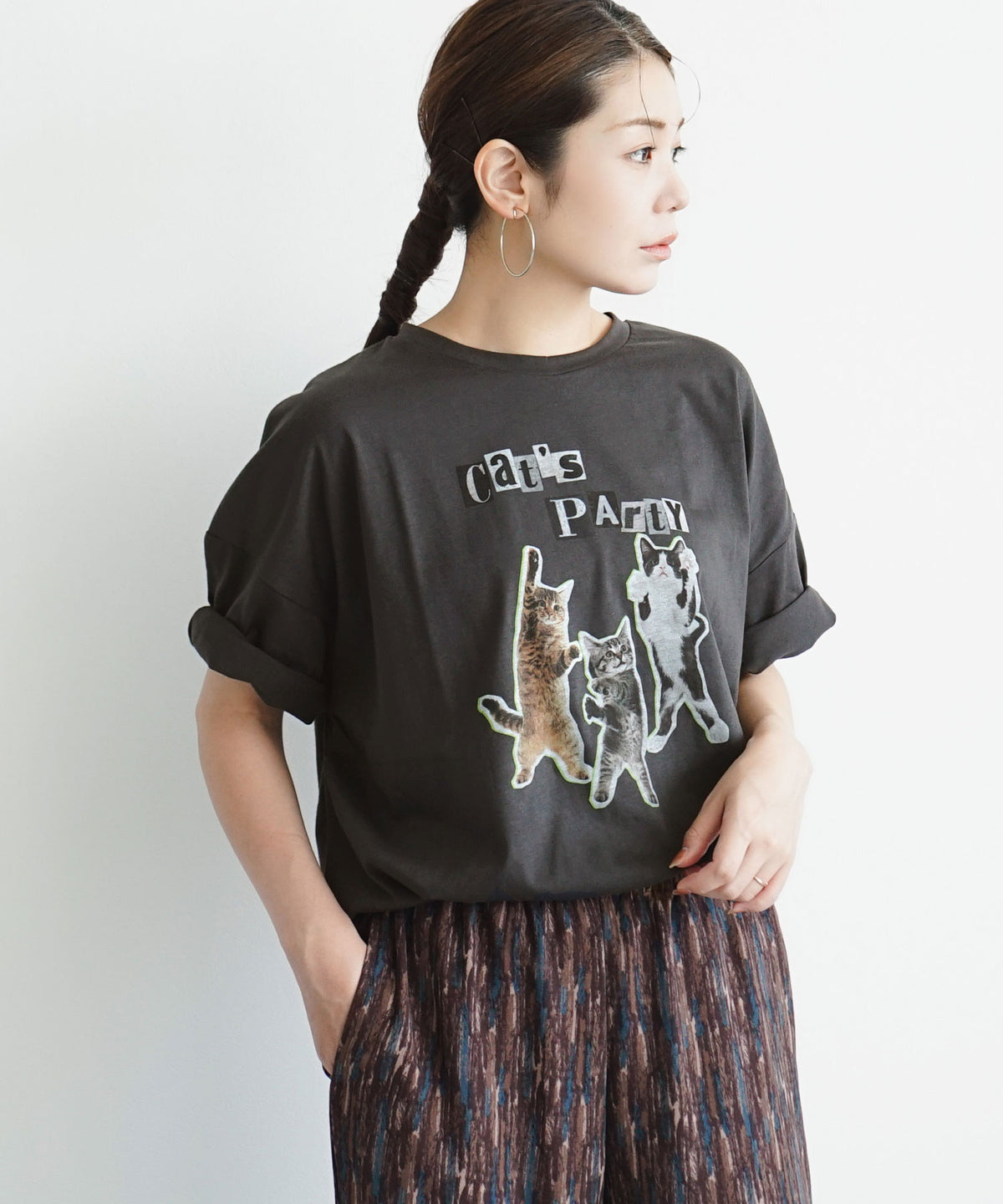 PARTY ネコプリント BIG TEE