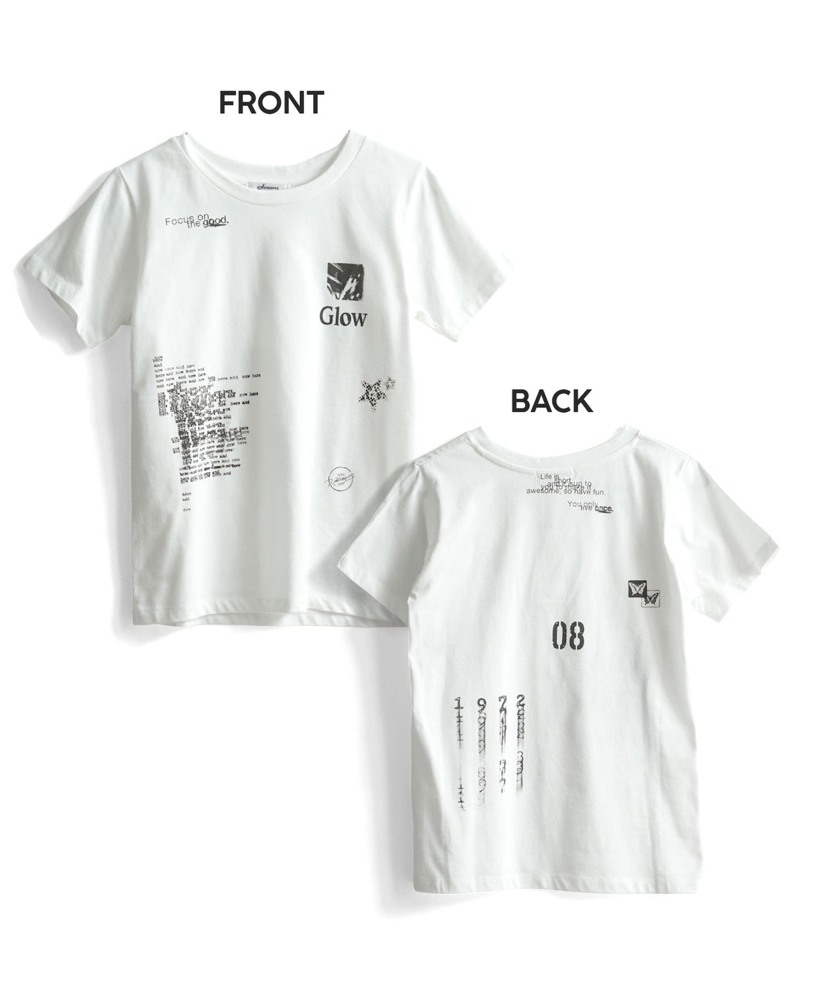 ランダムグラフィックプリント クルーネックTシャツ