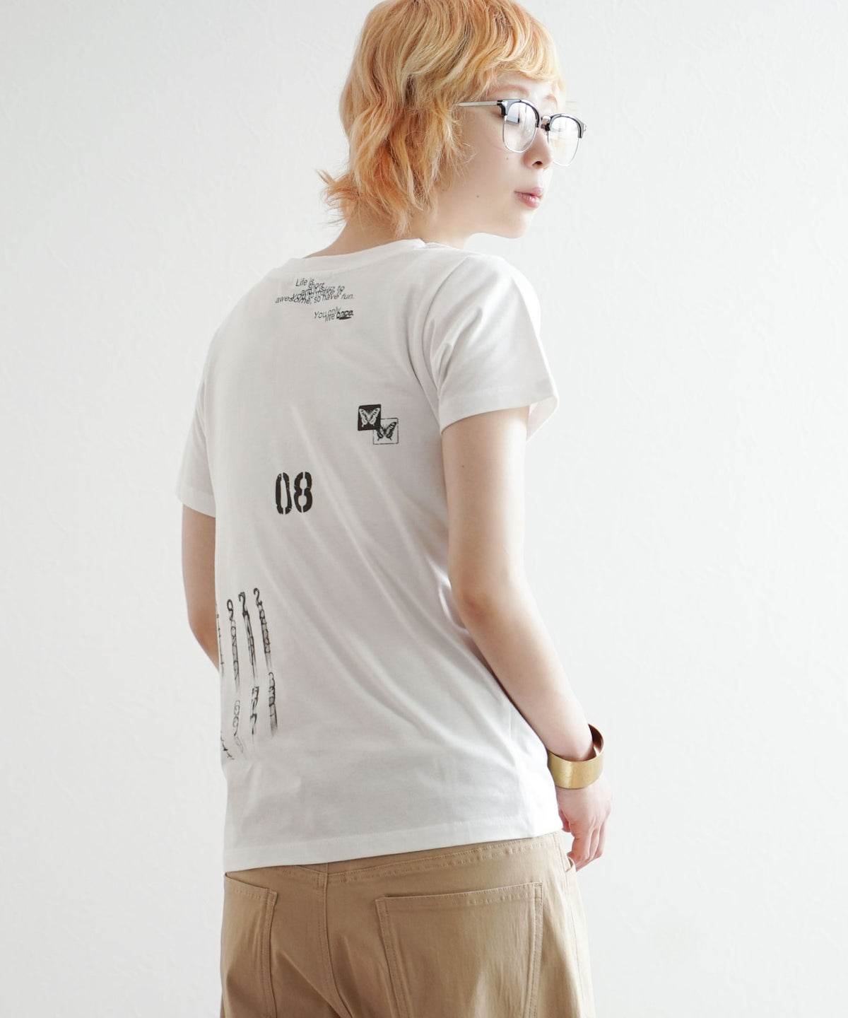 ランダムグラフィックプリント クルーネックTシャツ