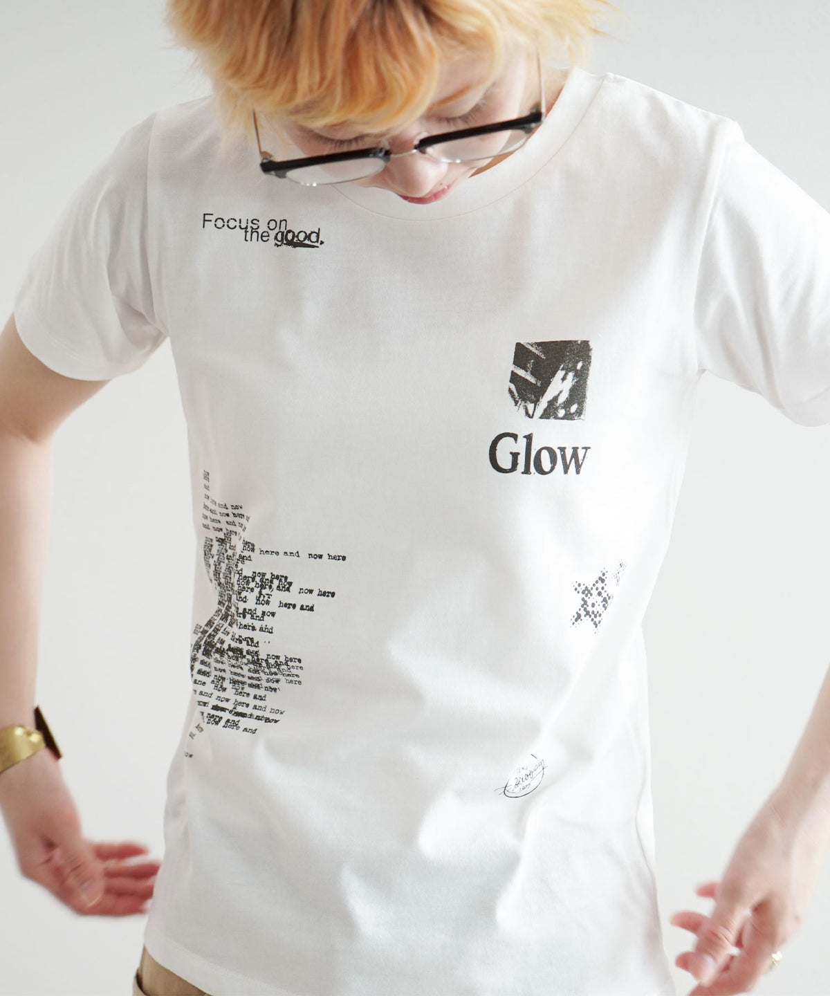 ランダムグラフィックプリント クルーネックTシャツ