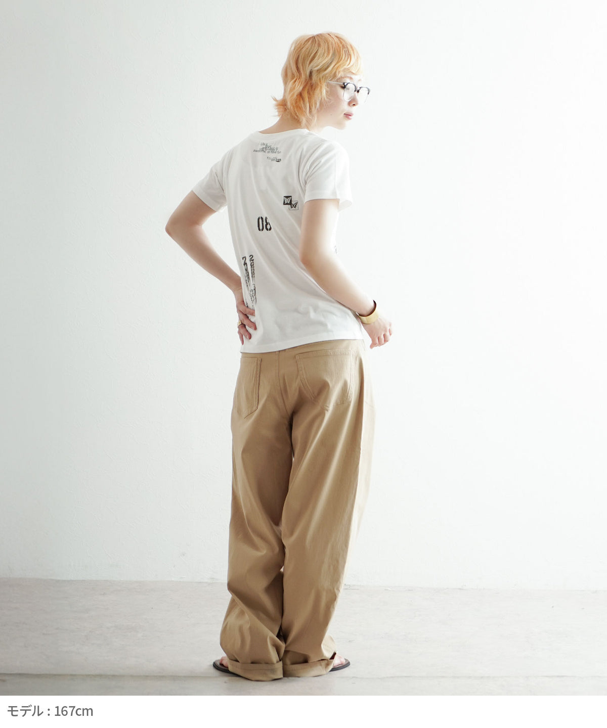 ランダムグラフィックプリント クルーネックTシャツ