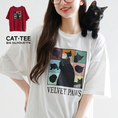 キャットグラフィック ビッグシルエットTシャツ