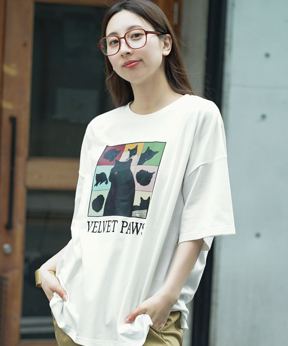 キャットグラフィック ビッグシルエットTシャツ