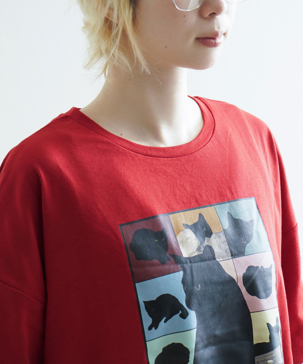 キャットグラフィック ビッグシルエットTシャツ