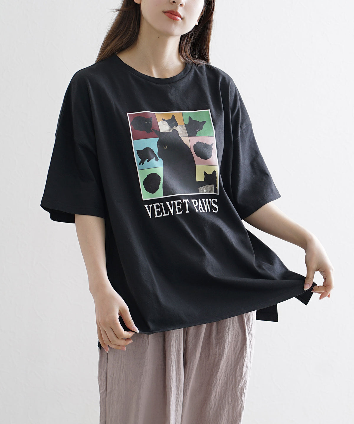 キャットグラフィック ビッグシルエットTシャツ