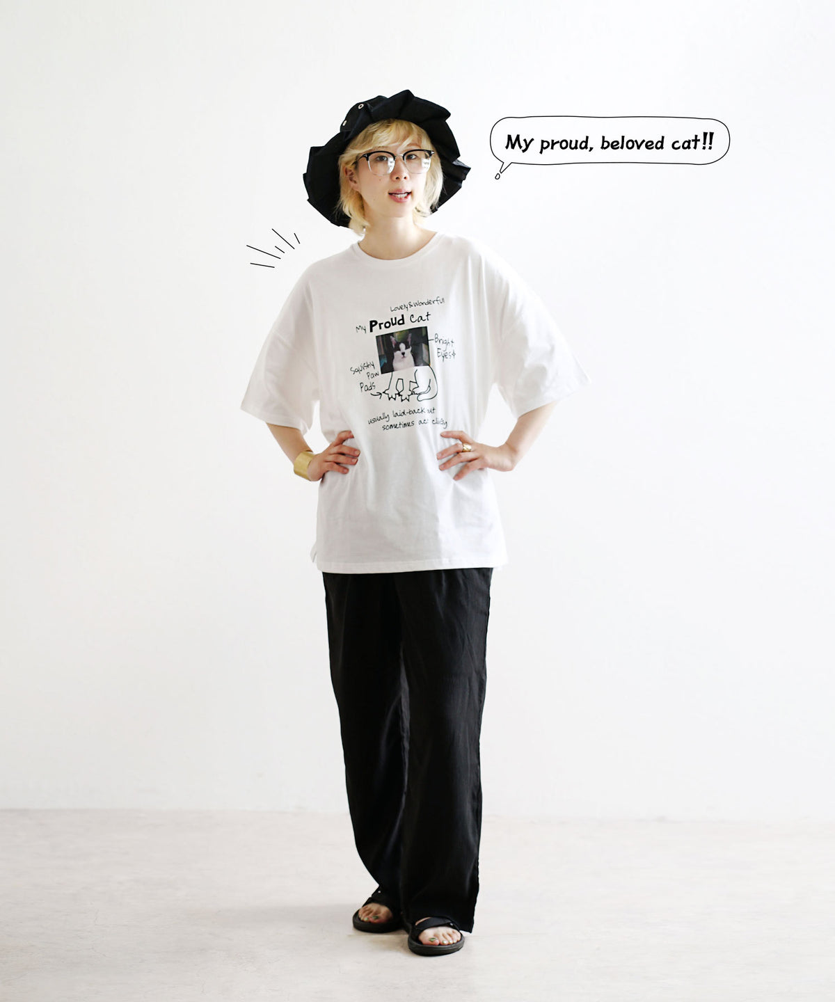 自慢のネコプリント BIGTシャツ