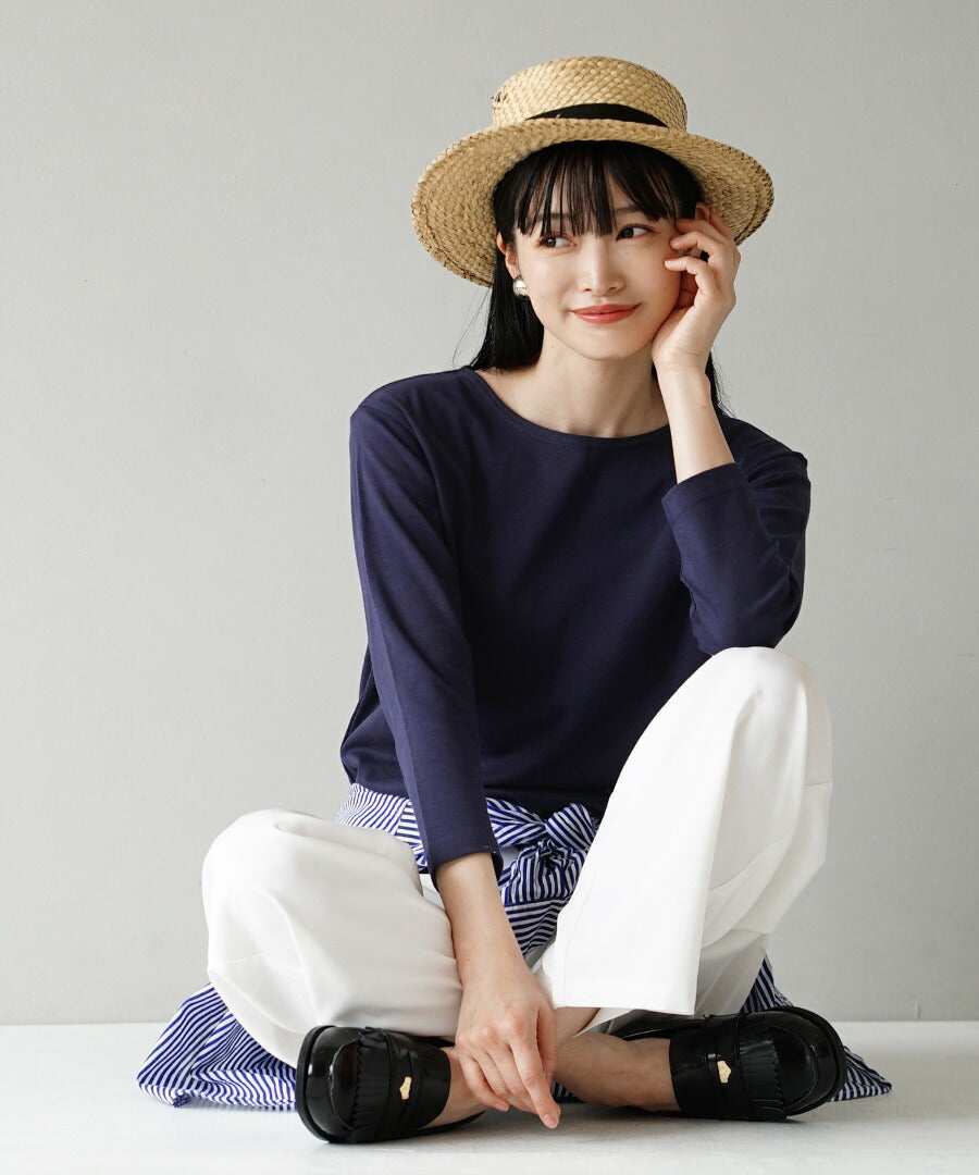 シルキースムースコットン Tシャツ［七分袖］