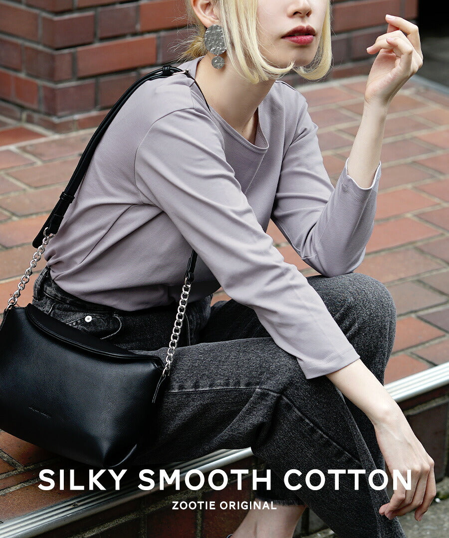 シルキースムースコットン Tシャツ［七分袖］