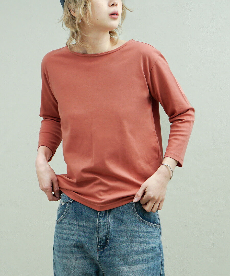 シルキースムースコットン Tシャツ［七分袖］