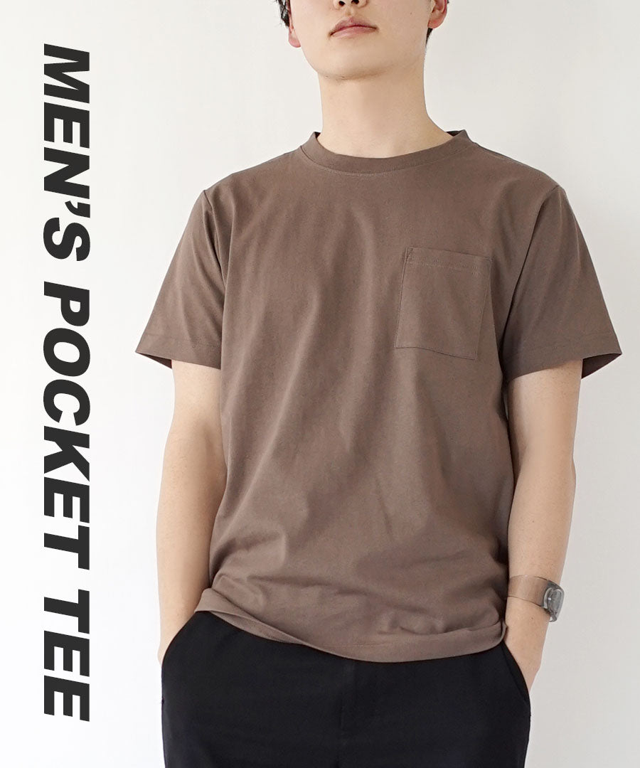 汗しみない クルーネック ポケット Tシャツ［メンズ］
