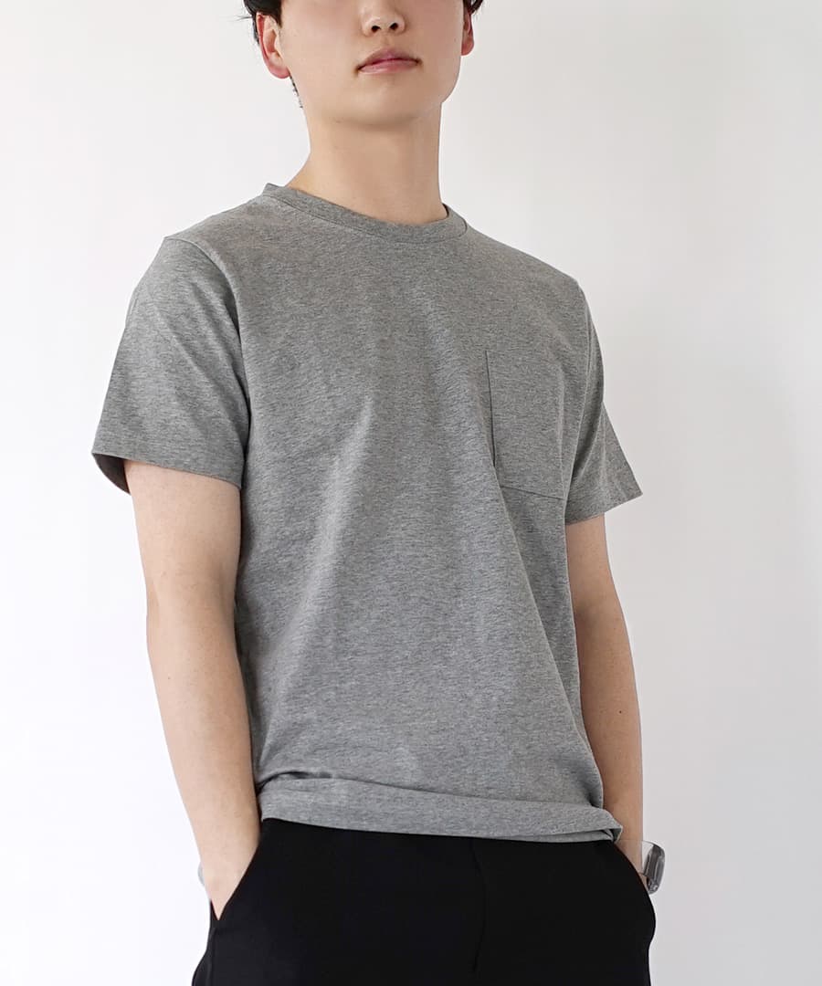 汗しみない クルーネック ポケット Tシャツ［メンズ］