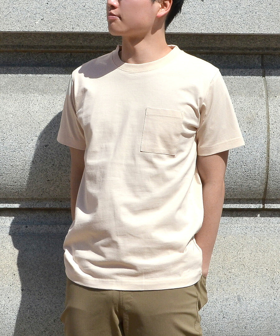汗しみない クルーネック ポケット Tシャツ［メンズ］