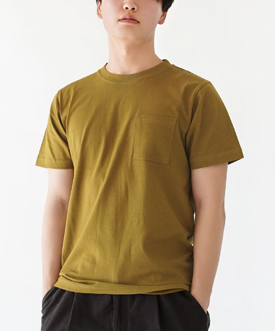 汗しみない クルーネック ポケット Tシャツ［メンズ］