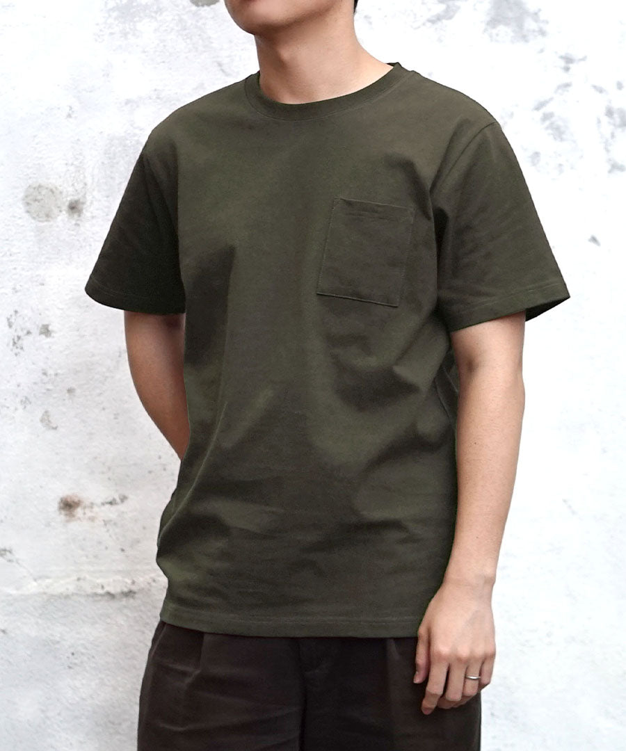 汗しみない クルーネック ポケット Tシャツ［メンズ］