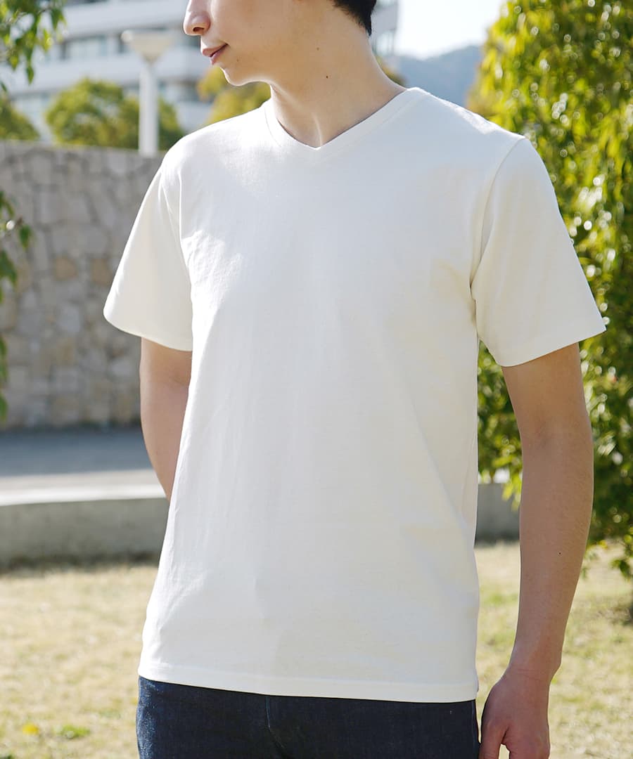 汗しみない Vネック Tシャツ［メンズ］