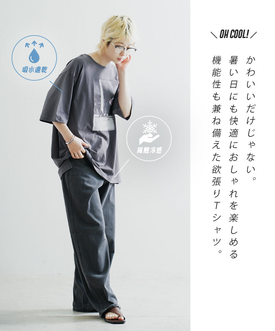 オークール フォトプリントオーバーTEE［ネオンキャット］