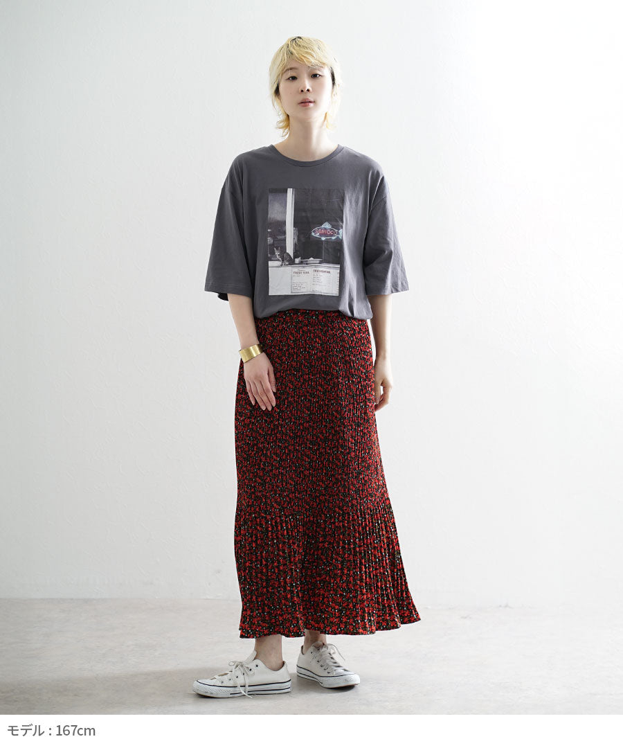 オークール フォトプリントオーバーTEE［ネオンキャット］