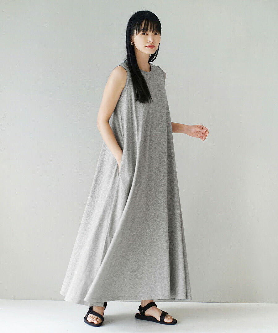 汗しみない カップ付きノースリーブワンピース 【返品交換不可】