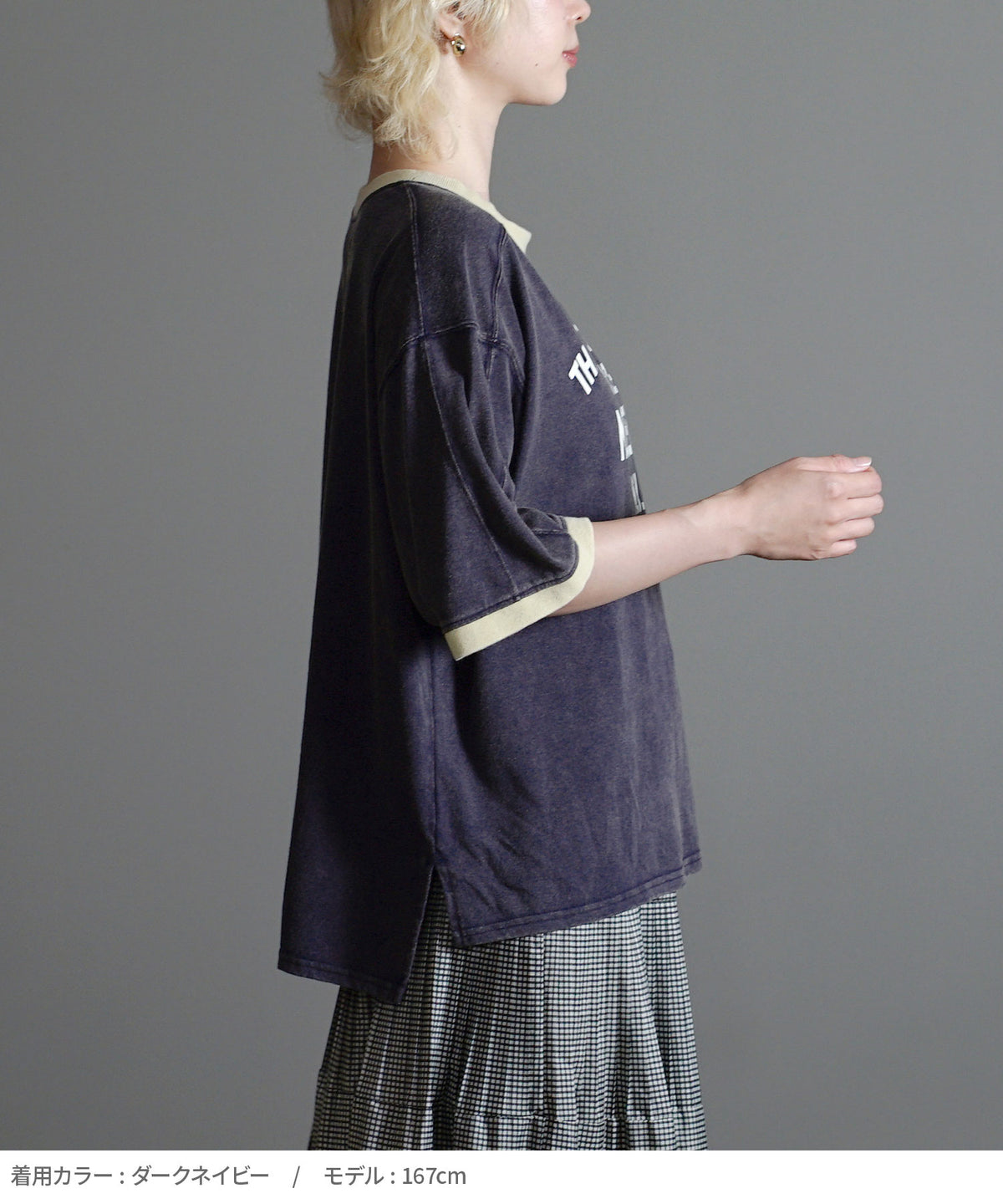 ヴィンテージライク 配色リンガーロゴTシャツ