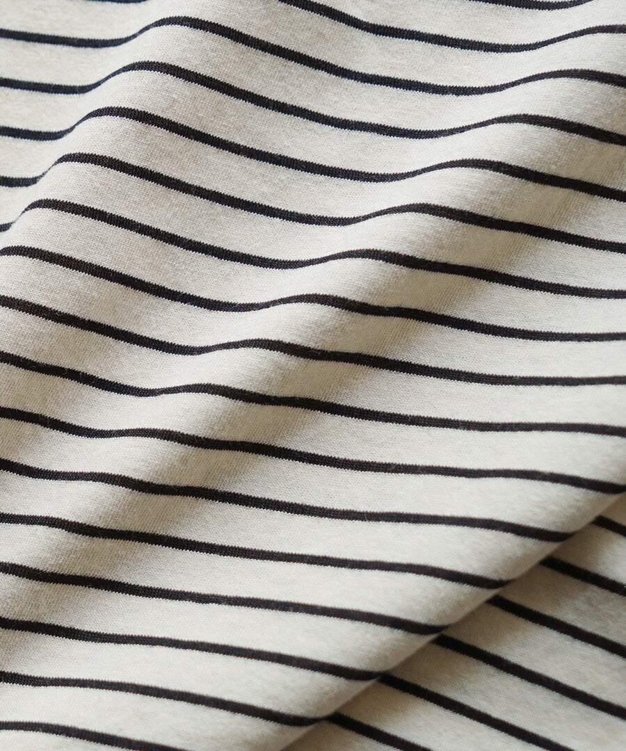 クルーネック ボーダーワイドTシャツ