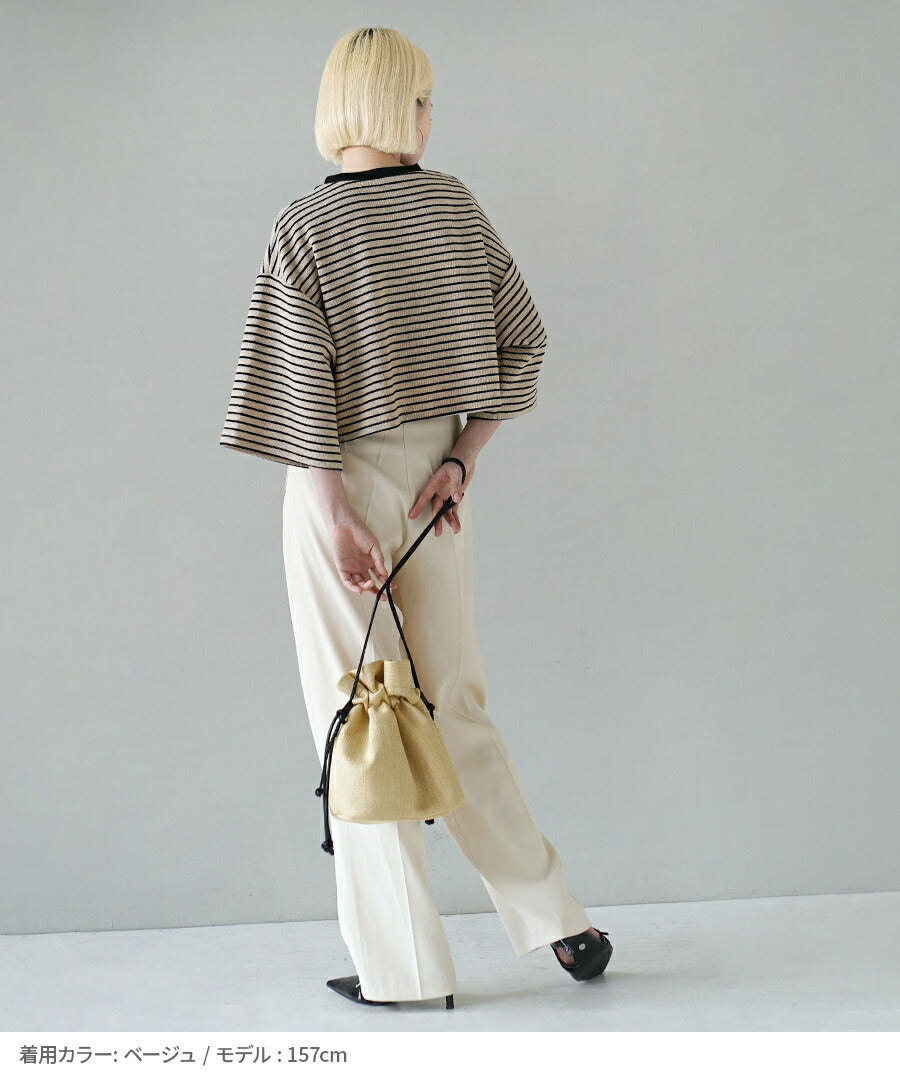 パイルボーダー クロップドTEE