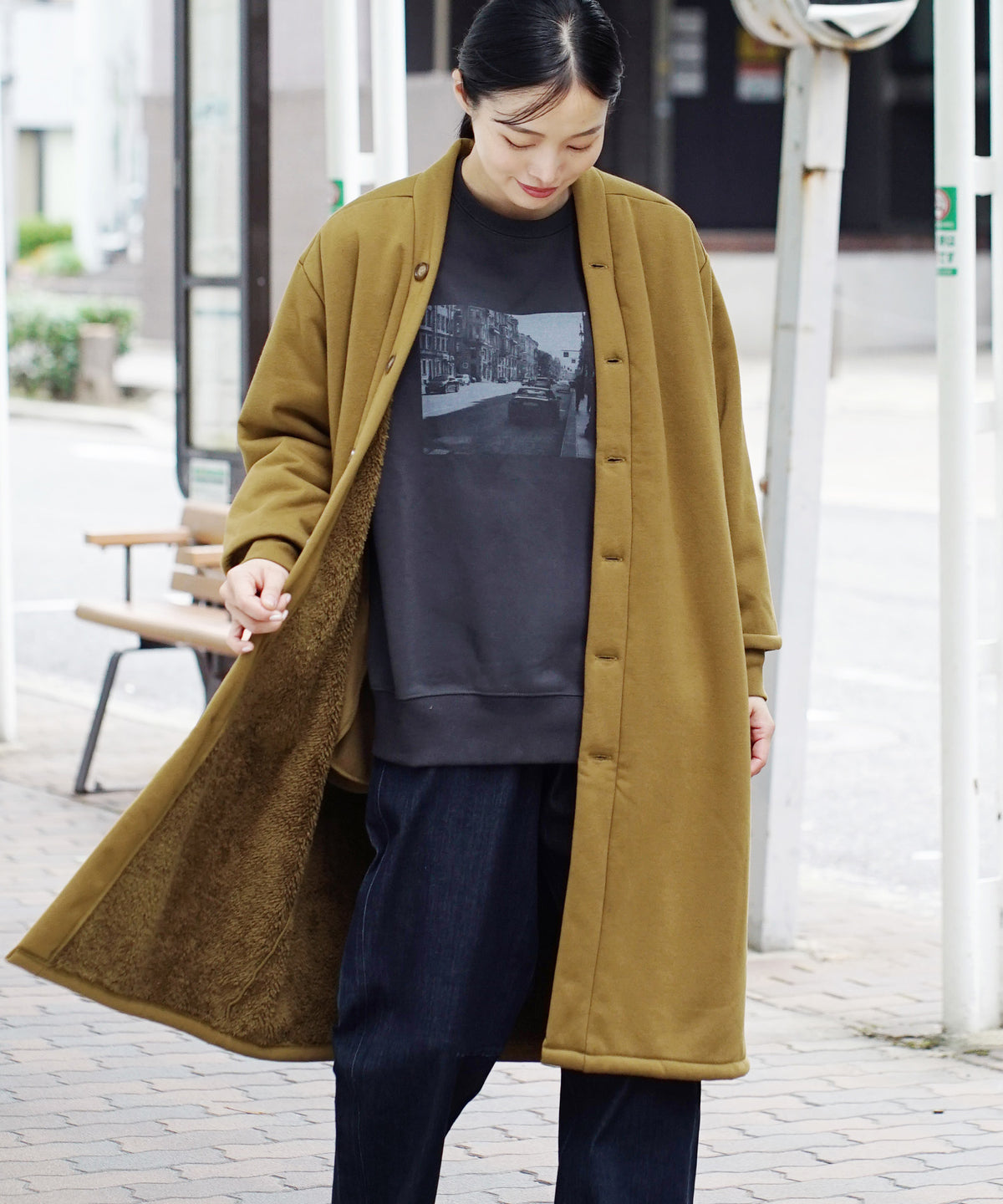 防風×裏ボア BBルームカーディガン