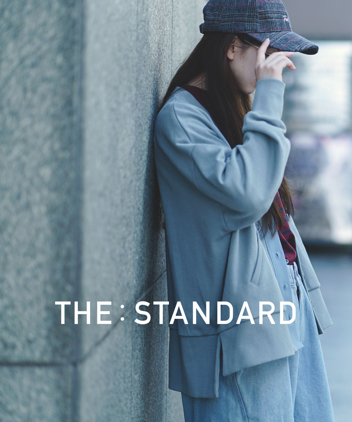 THE STANDARD コットン100％スウェット［Vネックワイドカーディガン］