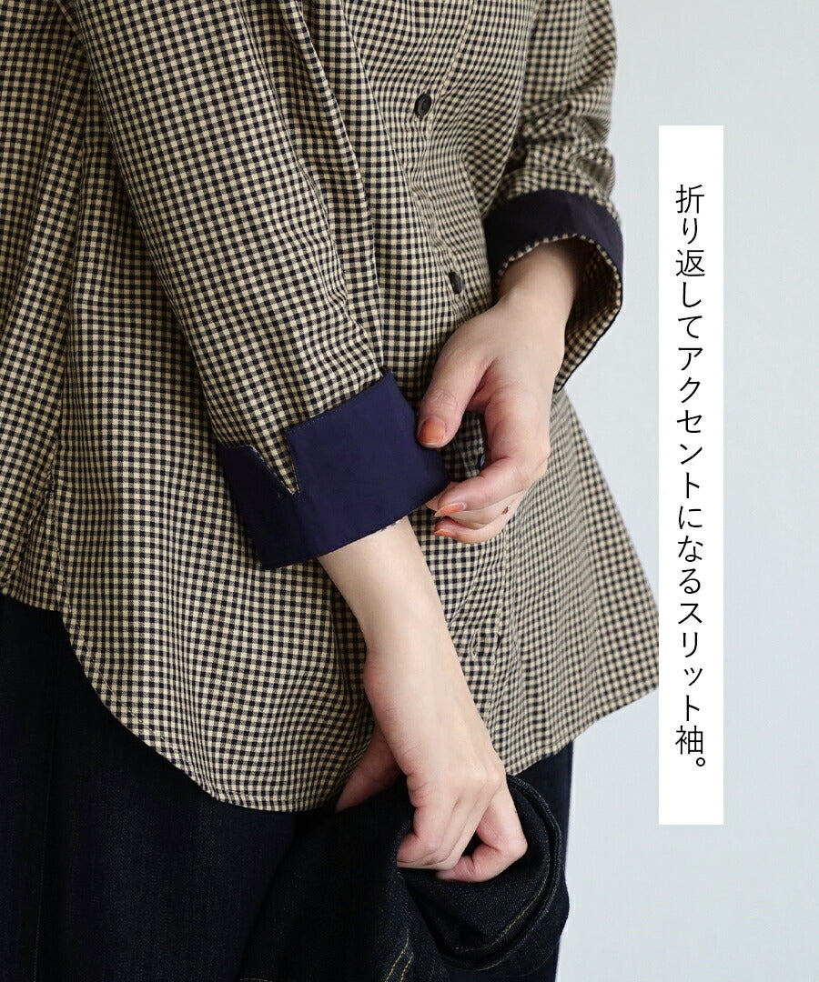 綿 タイプライター クレリックシャツ