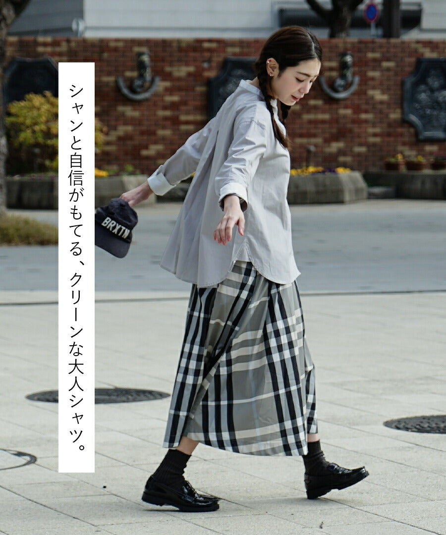 綿 タイプライター クレリックシャツ