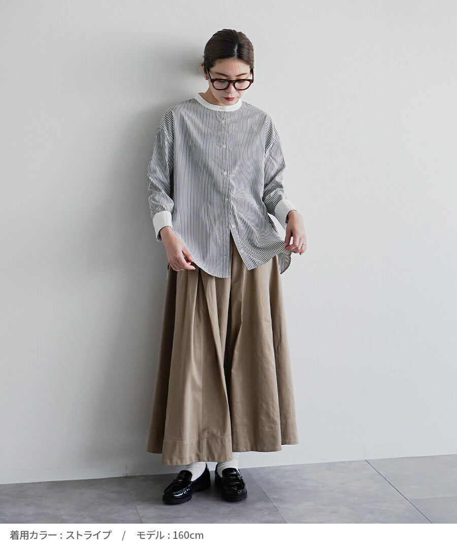 綿 タイプライター クレリックシャツ