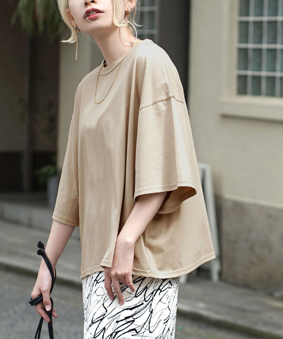ゆったりワイド ショート丈Tシャツ
